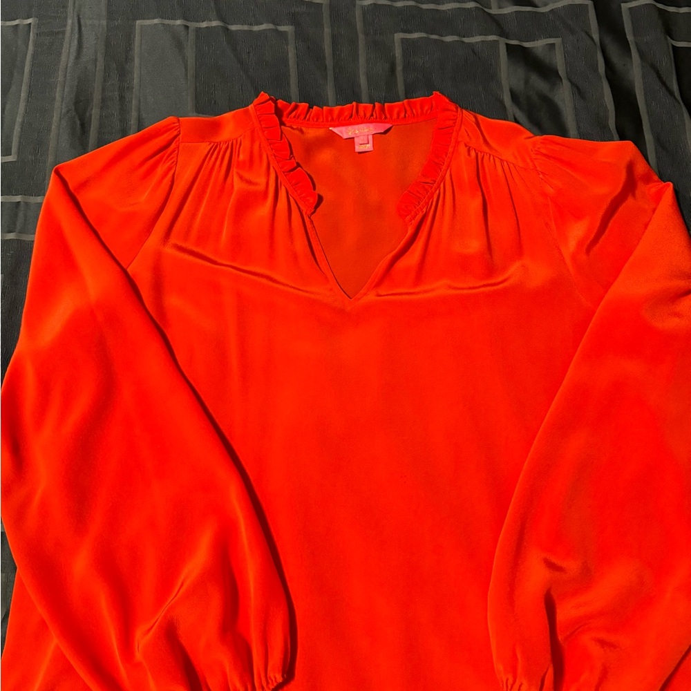 Giana silk top in red by Lilly Pulitzer